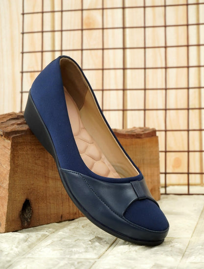 Moshun Women’s Closed Toe Belly Shoes, (Blue)