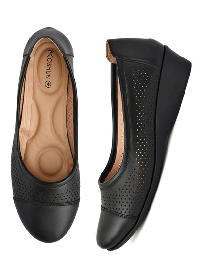Moshun Women’s Closed Toe Belly Shoes, (Black)