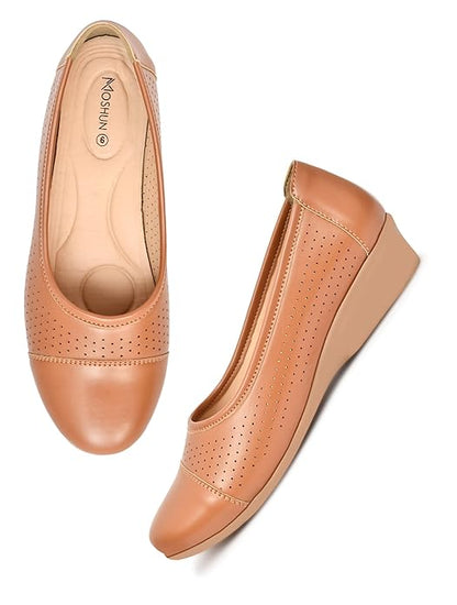 Moshun Women’s Closed Toe Belly Shoes, (Tan)
