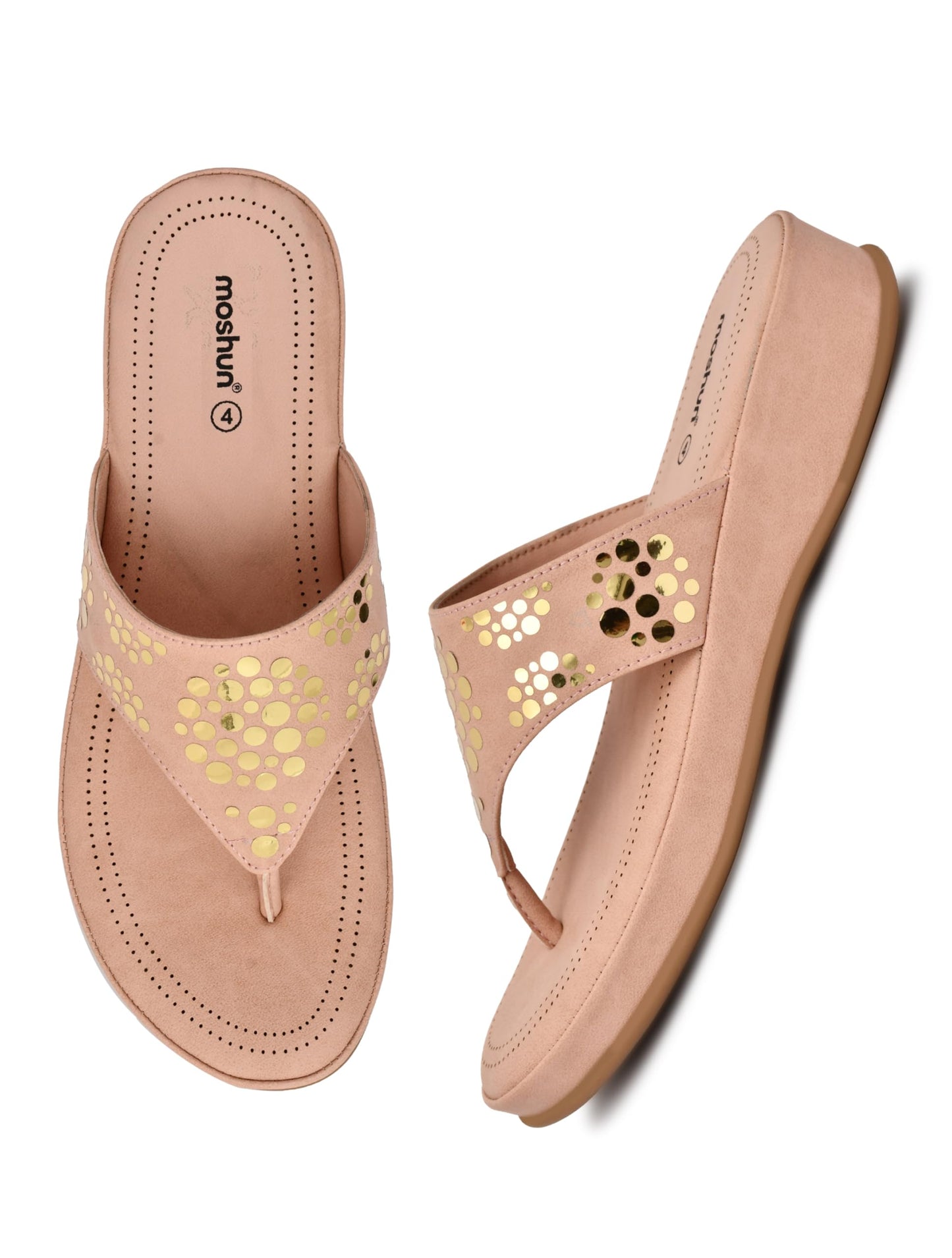 Moshun Women’s Memory Foam Thong Flip-Flop Slippers, (Pink)