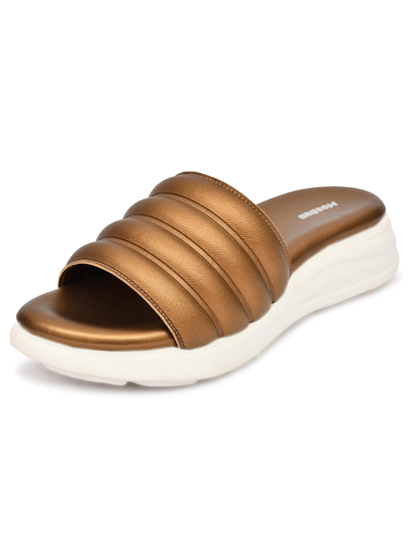 Moshun Women Wedge Heel Mule Slippers, (Gold)