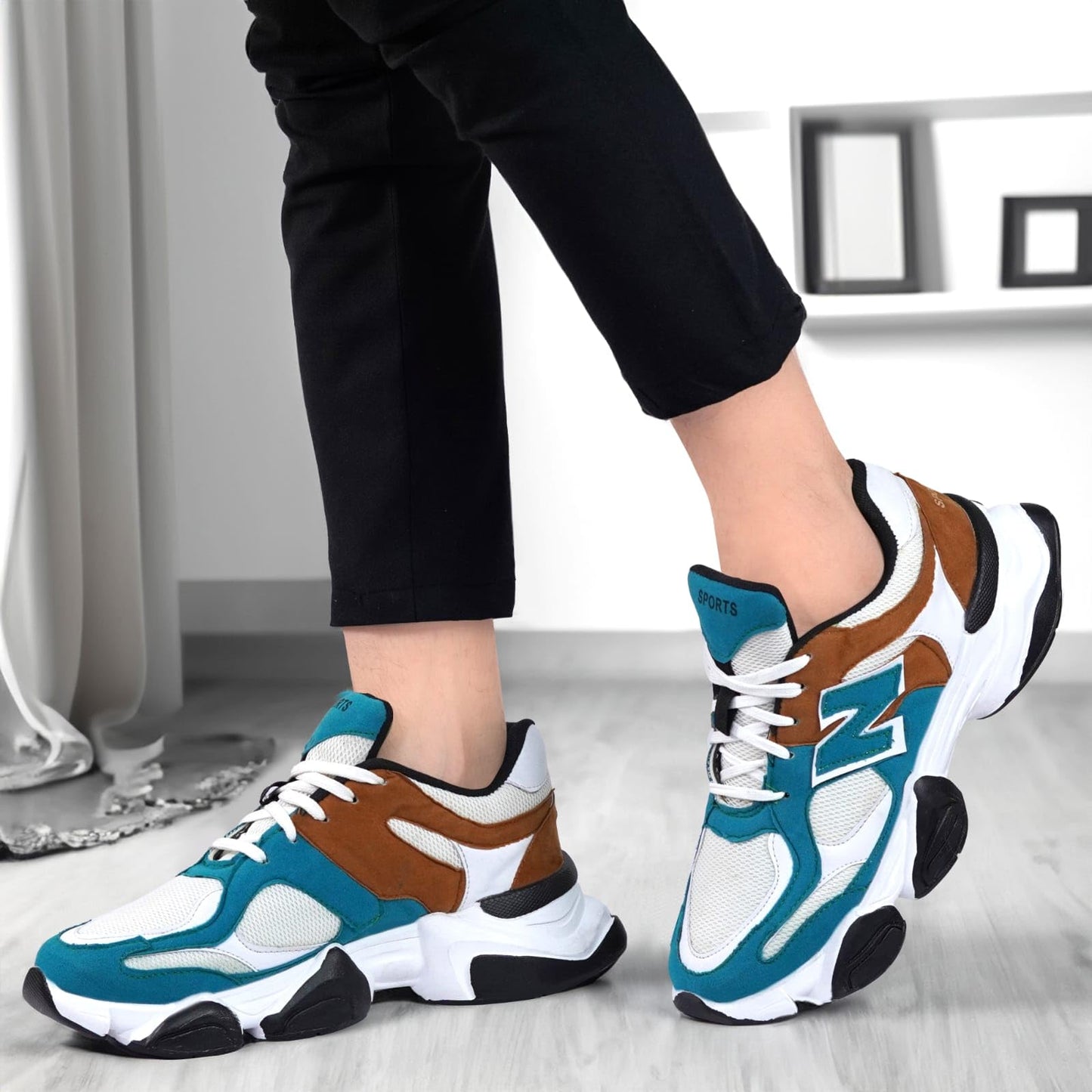 Moshun Men’s Chunky Sneakers, Lightweight Sports Shoes For Daily Wear and Casuals, (Blue)