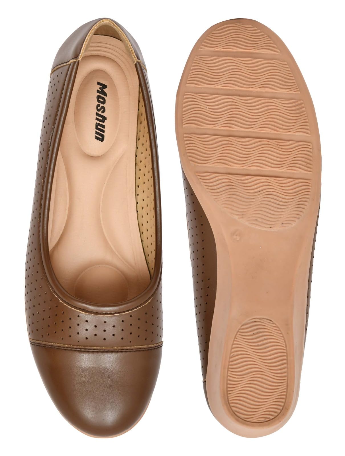 Moshun Women’s Closed Toe Belly Shoes, (Brown)