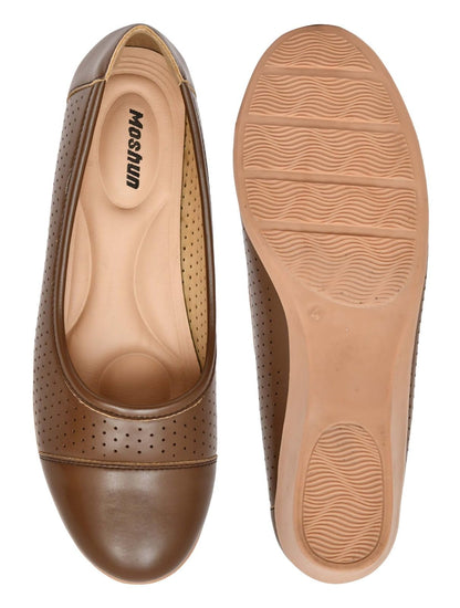 Moshun Women’s Closed Toe Belly Shoes, (Brown)