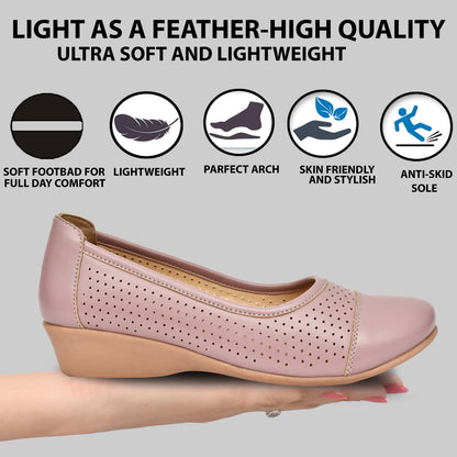 Moshun Women’s Closed Toe Belly Shoes, (Peach)