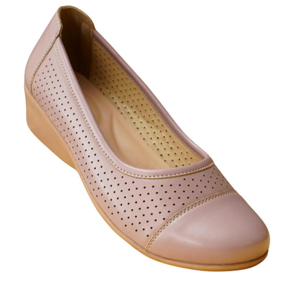 Moshun Women’s Closed Toe Belly Shoes, (Peach)
