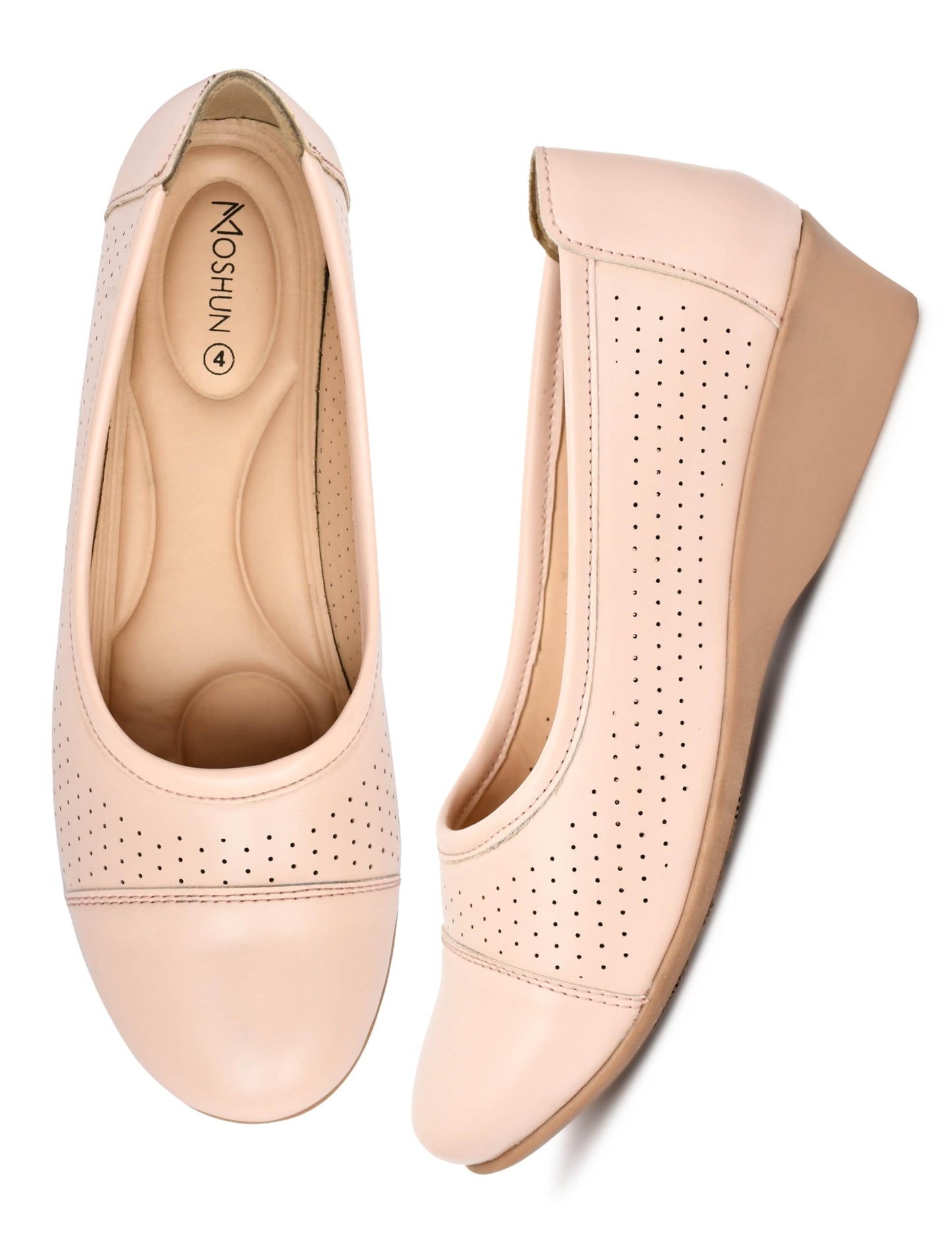 Moshun Women’s Closed Toe Belly Shoes, (Baby Pink)
