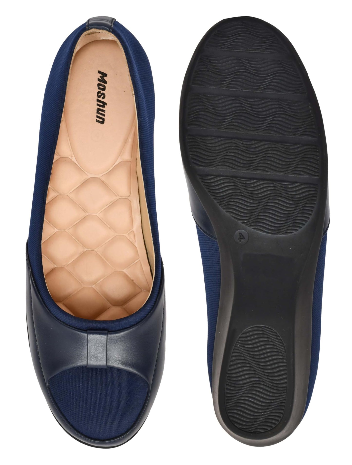 Moshun Women’s Closed Toe Belly Shoes, (Blue)
