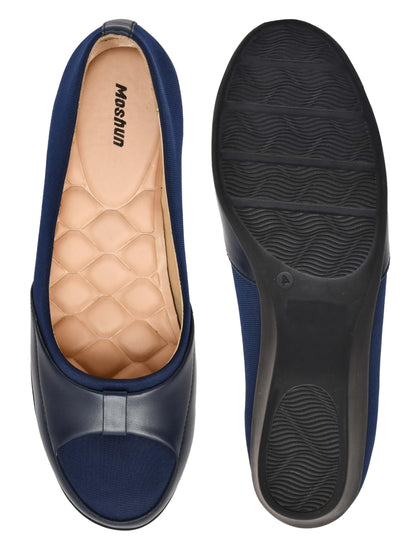 Moshun Women’s Closed Toe Belly Shoes, (Blue)