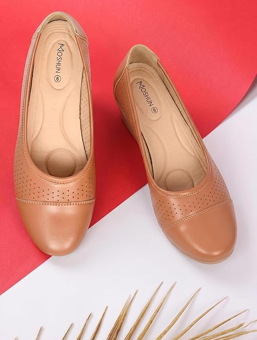 Moshun Women’s Closed Toe Belly Shoes, (Tan)