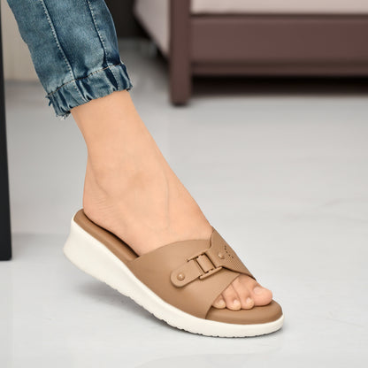 Moshun Women’s Adjustable Strap Open Toe Wedge Heel Sandals, (Beige)