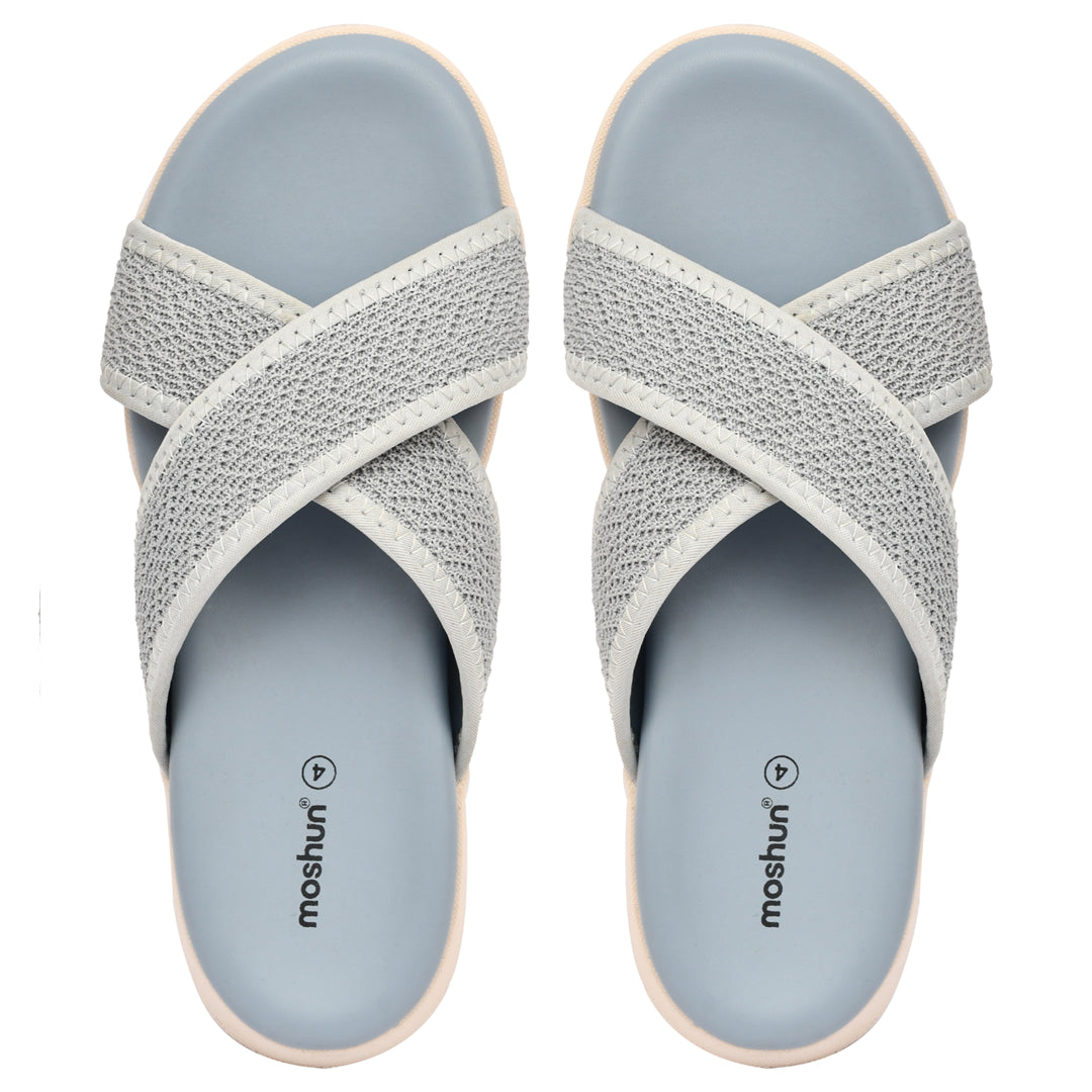 Moshun Women’s Criss Cross Sandals, (Grey)