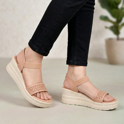 Moshun Women’s Wedge Heel Sandals, (Pink)
