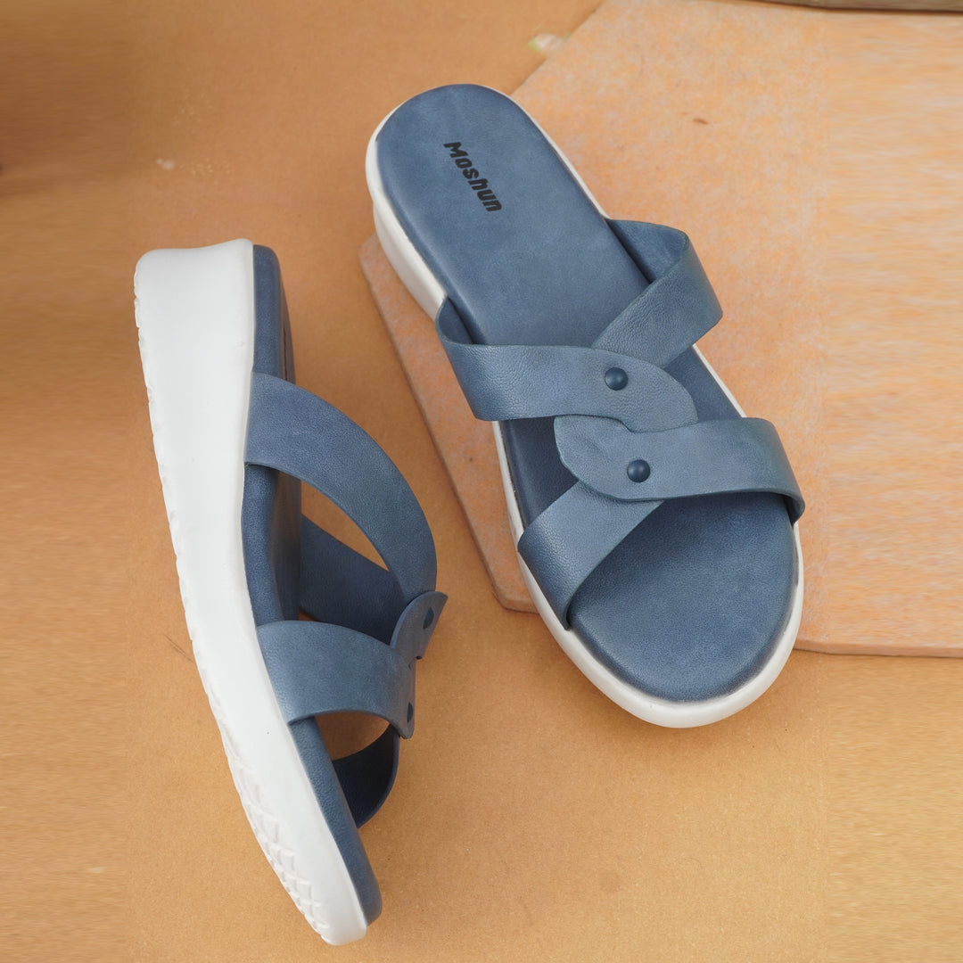 Moshun Women’s Open Toe Orthopedic Flat Sandals, (Blue)