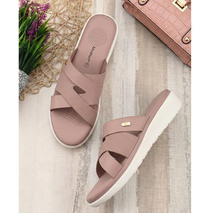Moshun Women’s Open Toe Wedge Heel Sandals, (Peach)