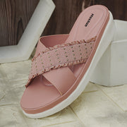 Moshun Women’s Golden Polka Dot Wedge Heel Sandals, (Pink)