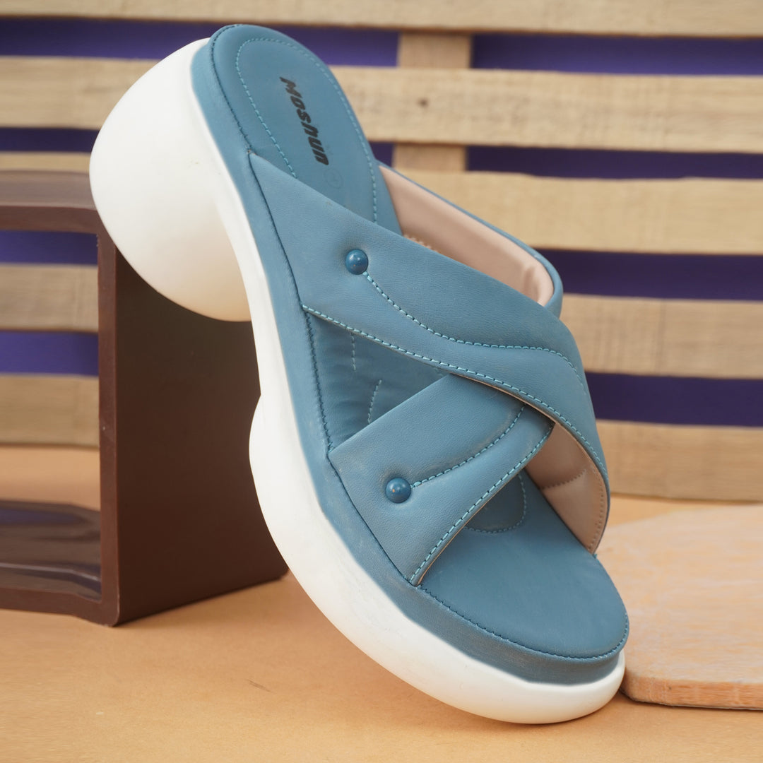 Moshun Women’s Open Toe Wedge Heel Sandals, (Blue)