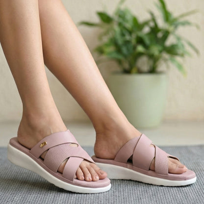 Moshun Women’s Open Toe Wedge Heel Sandals, (Peach)