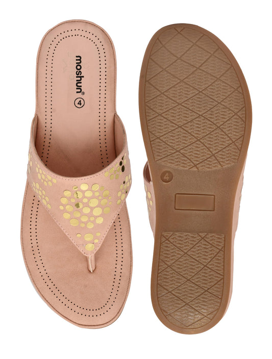 Moshun Women’s Memory Foam Thong Flip-Flop Slippers, (Pink)
