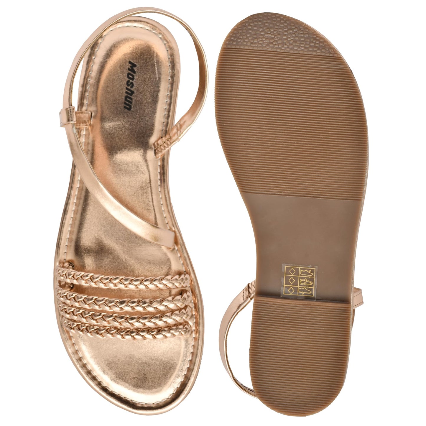 Moshun Women’s Multi Strap Flat Sandals, (Gold)