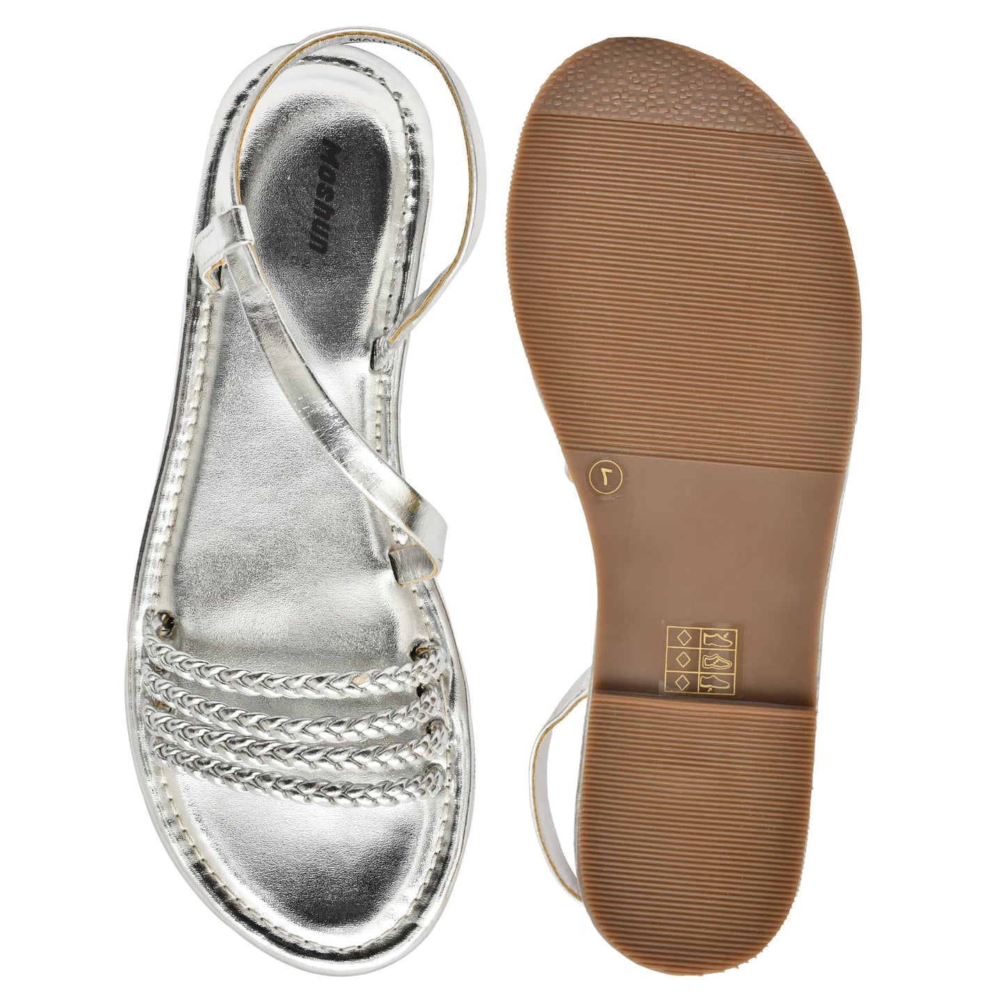 Moshun Women’s Multi Strap Flat Sandals, (Silver)