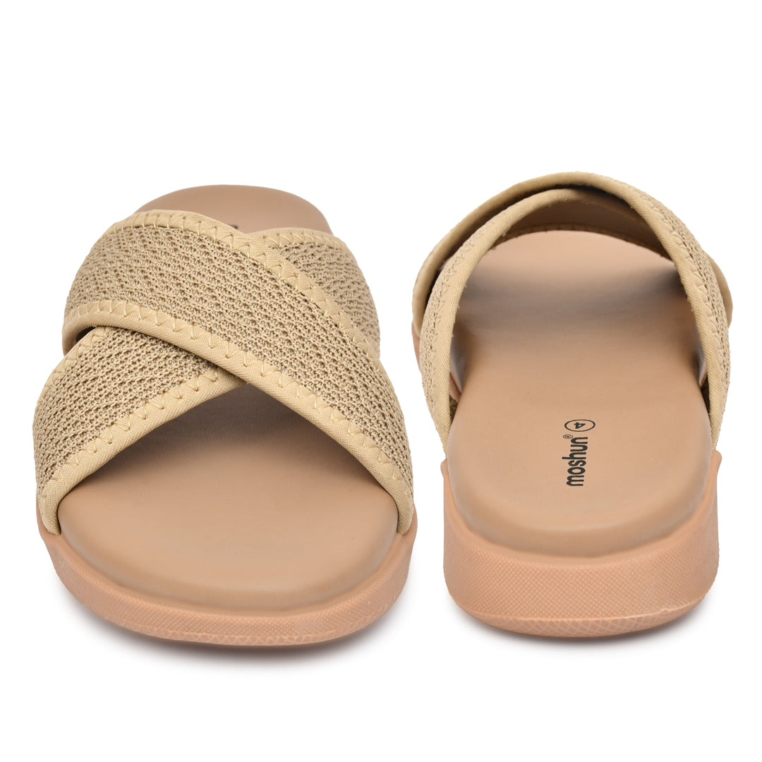 Moshun Women’s Criss Cross Sandals, (Beige)