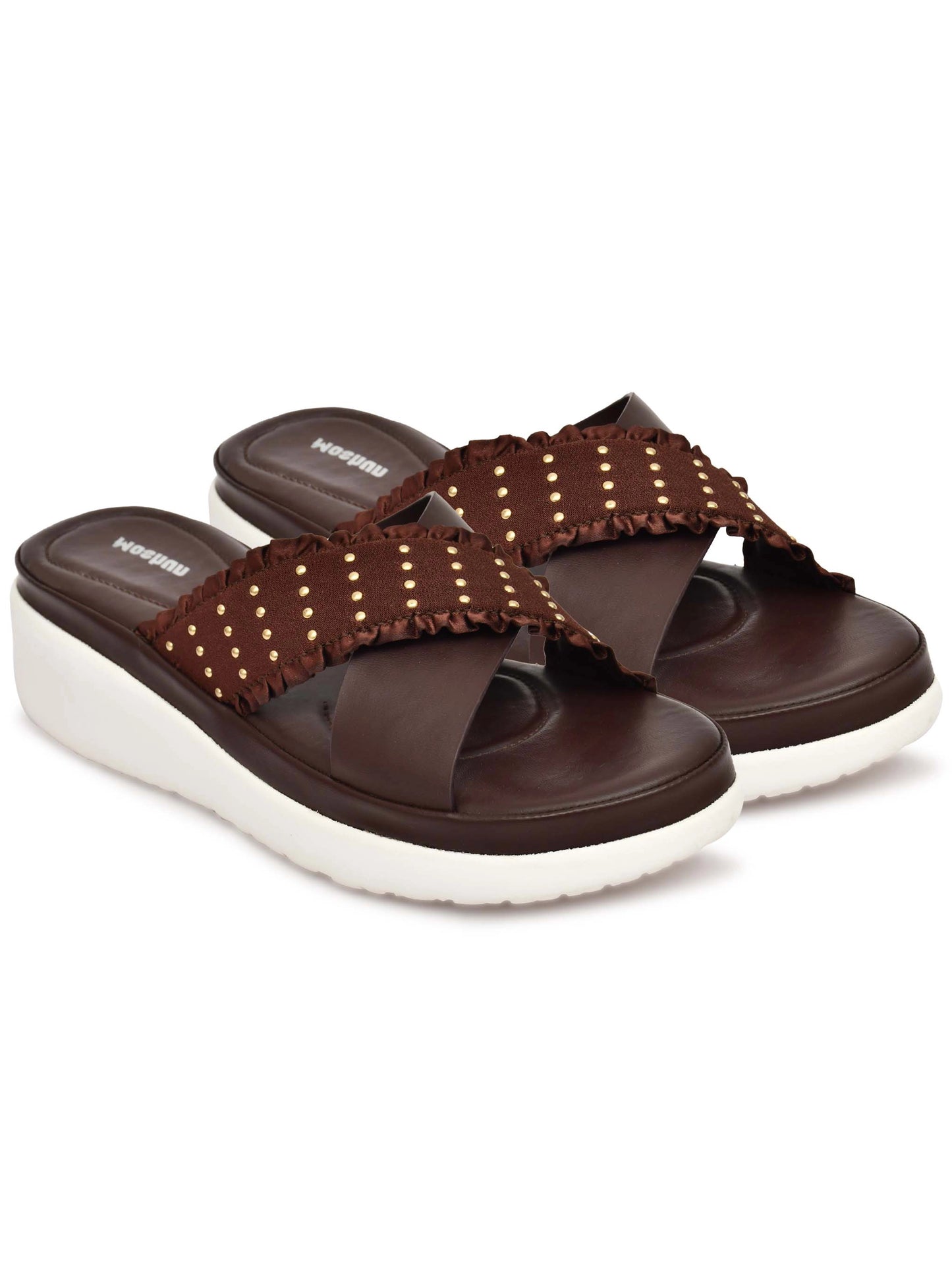 Golden Polka Dot Wedge Heel Sandals