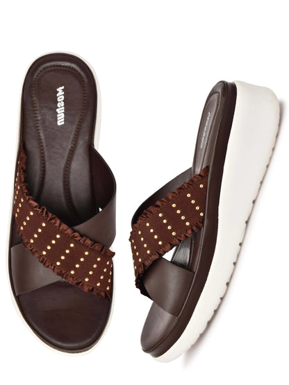 Golden Polka Dot Wedge Heel Sandals