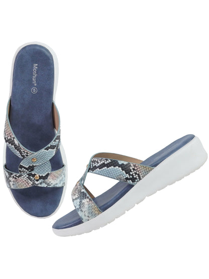 Printed Open Toe Flat Sandals