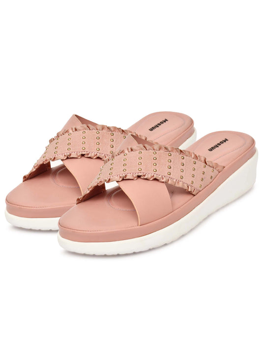 Golden Polka Dot Wedge Heel Sandals