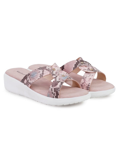 Printed Open Toe Flat Sandals