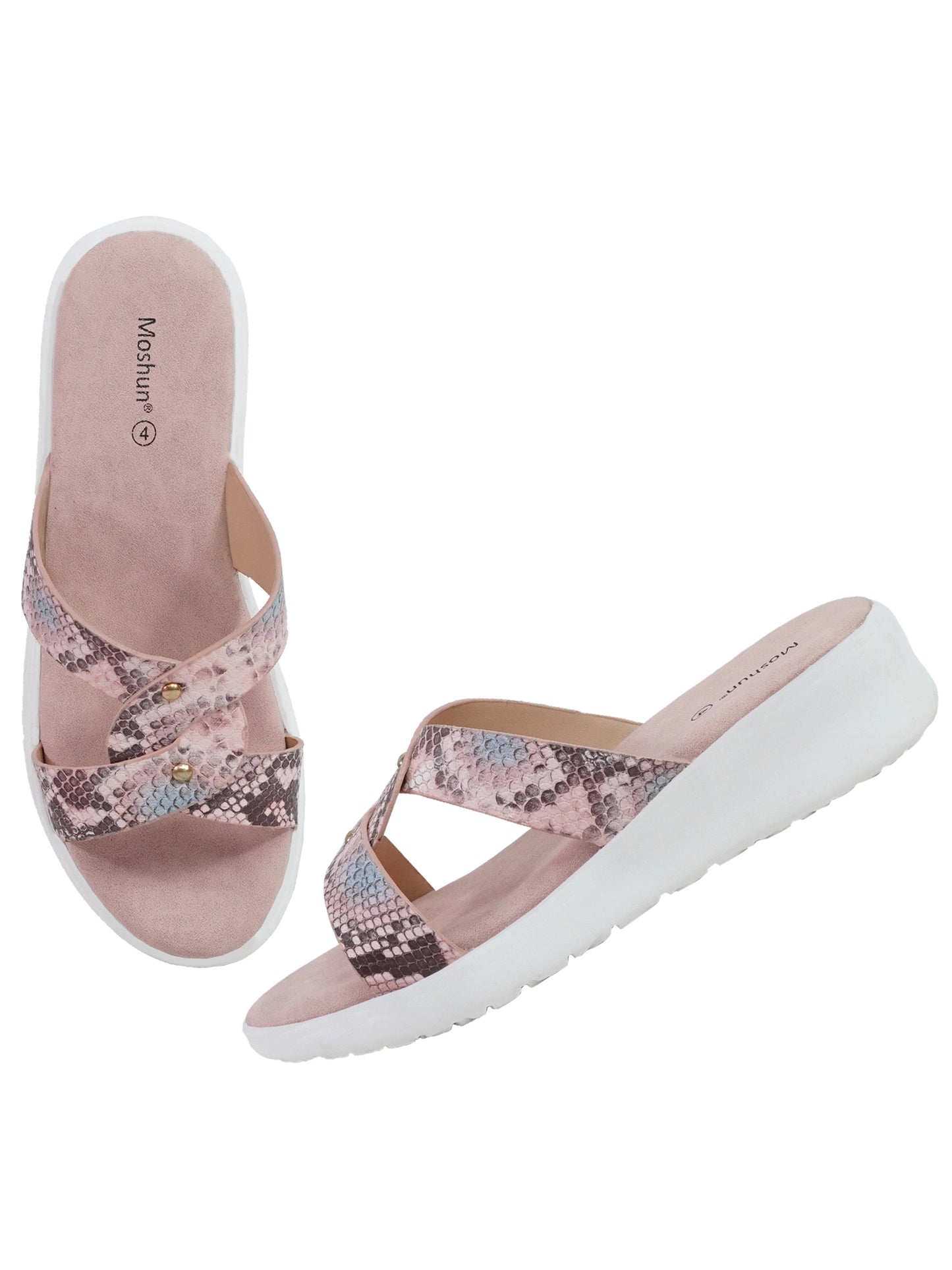 Printed Open Toe Flat Sandals