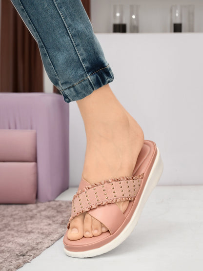 Golden Polka Dot Wedge Heel Sandals