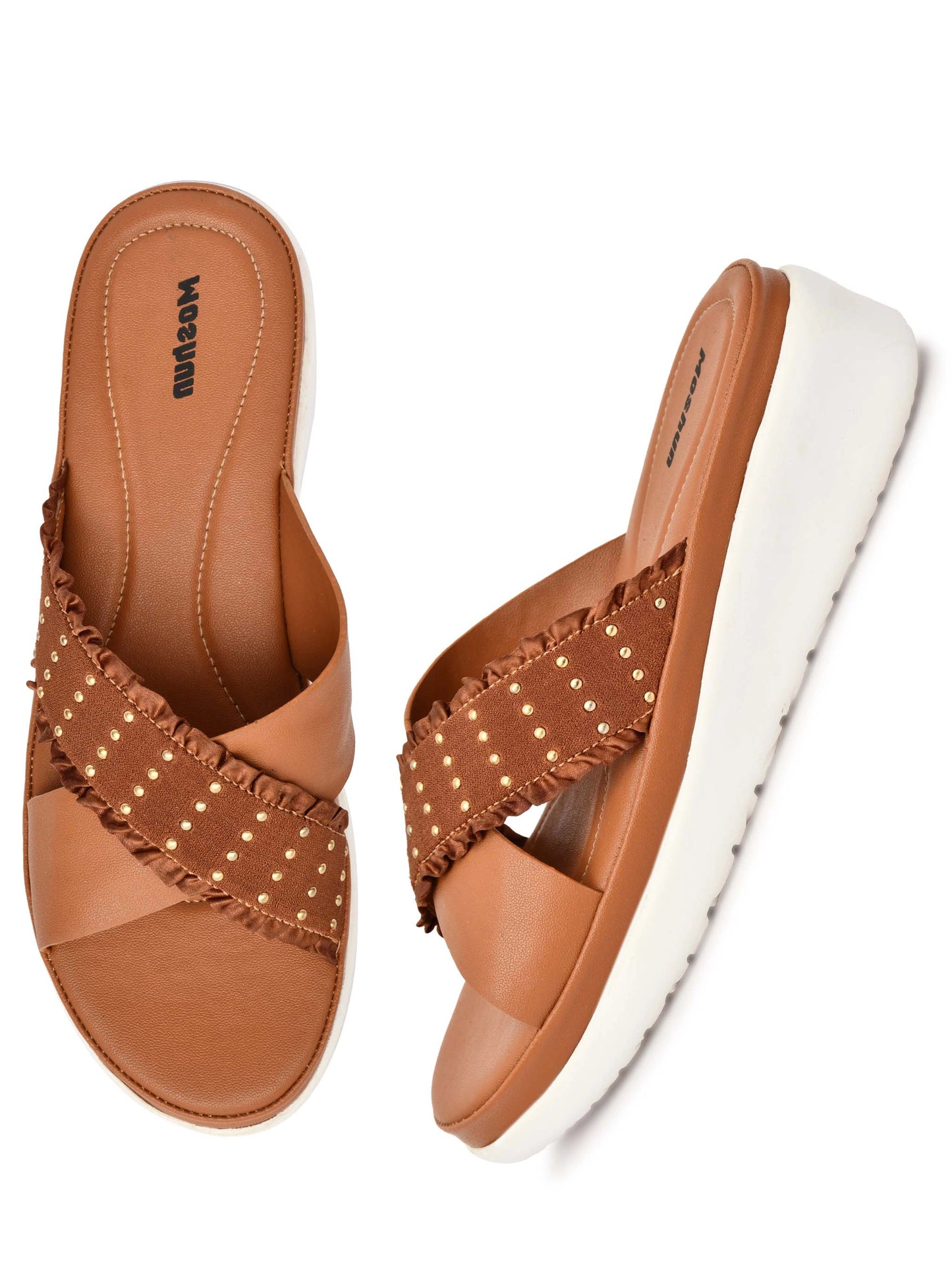 Golden Polka Dot Wedge Heel Sandals